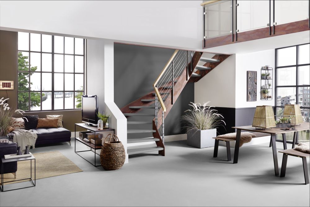 Wangentreppe industrielles Design mit Rostoptik ohne Stahl